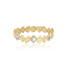Golden Multishape Three Diamond Ring