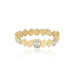 Golden Multishape Three Diamond Ring