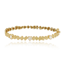 Load image into Gallery viewer, Multi Shape Three Bezel Solitaire Golden Diamond Bangle
