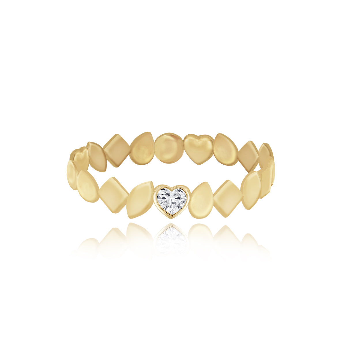 Golden Multi Shape Solitaire Diamond Ring