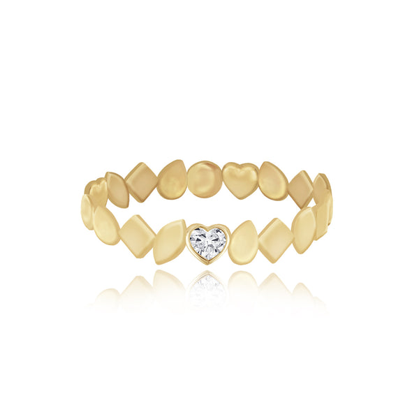 Golden Multishape Solitaire Diamond Ring