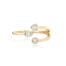 Load image into Gallery viewer, Multi Shape Three Bezel Diamonds Gold Ring
