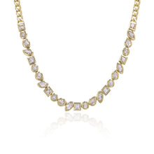 Load image into Gallery viewer, Multi Shape White Topaz Bezel Cuban Necklace
