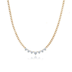 Seven Center Heart Diamonds Tennis Necklace