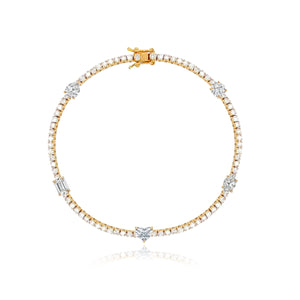Five Multi Shape Diamond Tennis Bracelet