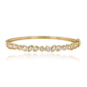 Multi Shape Bezel White Topaz Bangle