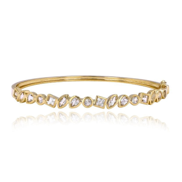 Multi Shape Bezel White Topaz Bangle