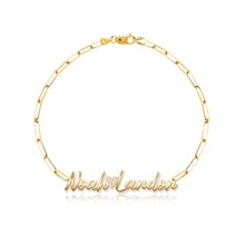 Load image into Gallery viewer, Cutout Two Name Paperclip Bracelet with Charm
