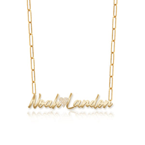 Two Gold Names and Charm Necklace