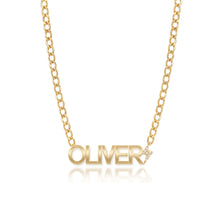 Load image into Gallery viewer, Cutout Gold Name &amp; Pave Charm Necklace
