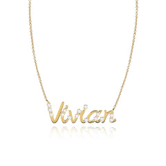 Cutout Diamond Name Chain Necklace