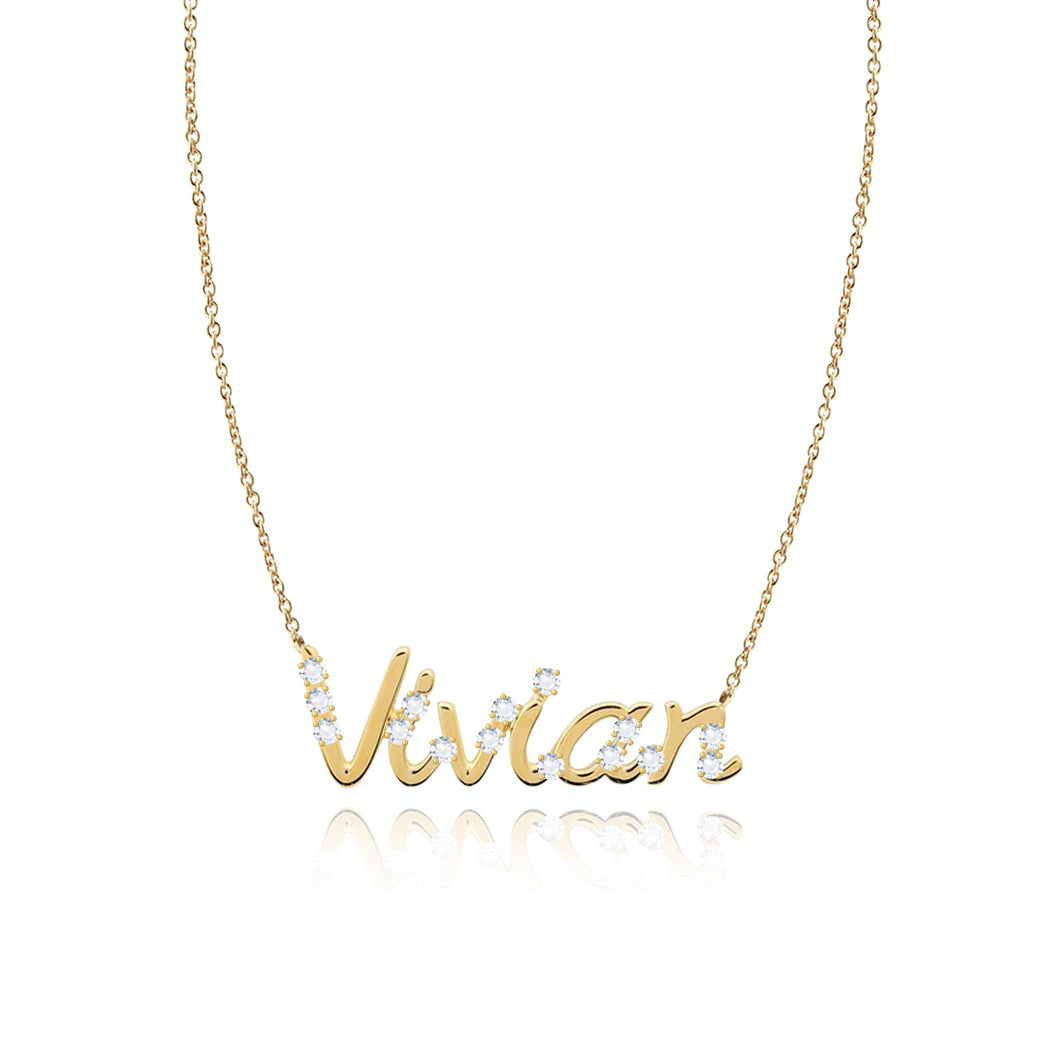 Cutout Diamond Name Chain Necklace