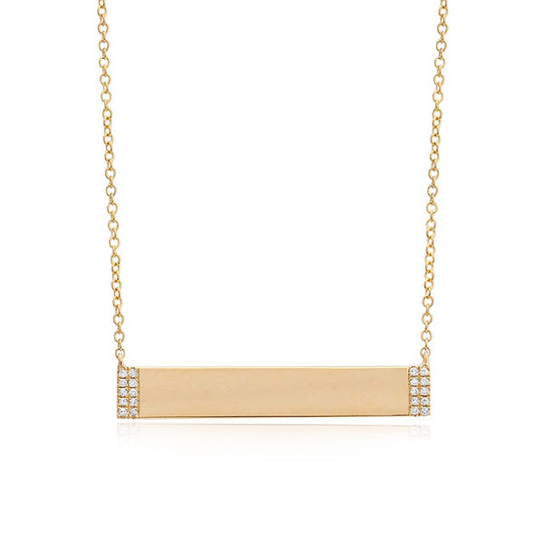 Personalized Nameplate with Pave Sides Necklace