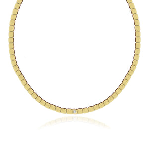 Large Solitaire Golden Square Necklace