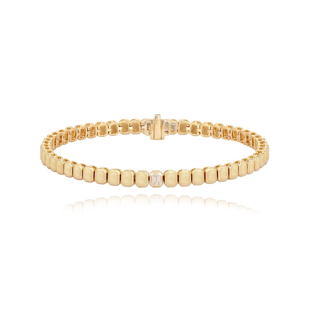 Solitaire Emerald Cut Diamond Golden Bracelet