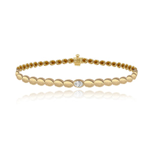 Solitaire Oval Diamond Golden Bracelet