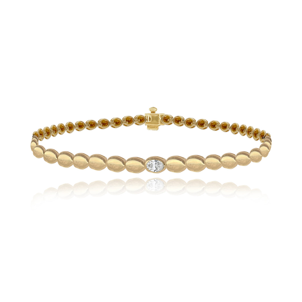 Solitaire Oval Diamond Golden Bracelet