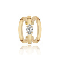 Load image into Gallery viewer, Gold Solitaire Diamond Cuff
