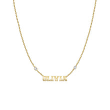 Load image into Gallery viewer, Cutout Gold Names and Multi Shape Diamonds Necklace
