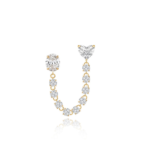 Two Solitaire Diamond Lab Chain Earring