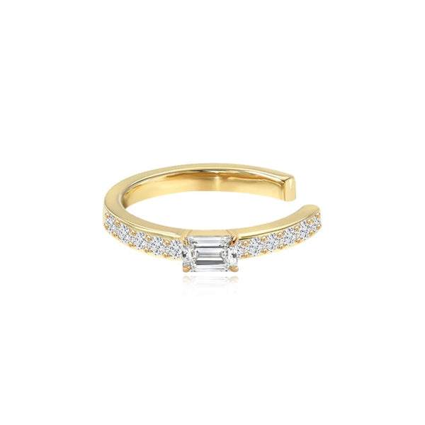 Mini Solitaire Round Diamonds Cuff blends luxury fine jewelry with custom-cut diamonds and 14k gold