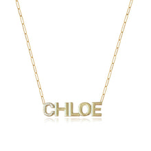Load image into Gallery viewer, Large Pave Initial and Gold Name Necklace
