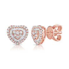 Load image into Gallery viewer, Heart Baguette and Pave Earrings
