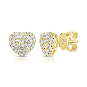 Heart Baguette and Pave Earrings