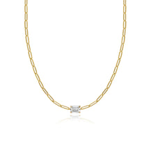 Load image into Gallery viewer, Solitaire Diamond Paperclip Necklace
