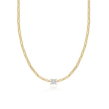 Load image into Gallery viewer, Solitaire Diamond Paperclip Necklace
