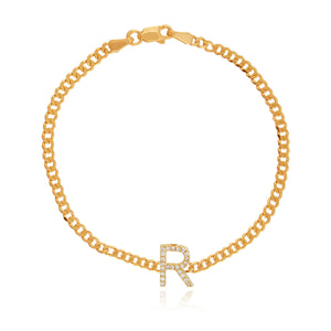 Pave Initial Flat Cuban Anklet