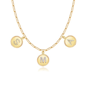Pave Initial Medallions Necklace