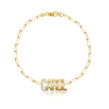 Load image into Gallery viewer, Personalized Pave and Gold Paperclip Bracelet
