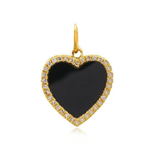 Medium Pave Outline Stone Heart Charm