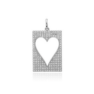Pave Square Cutout Heart Charm