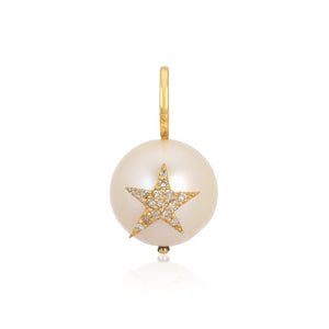 Pave Star on Pearl Charm
