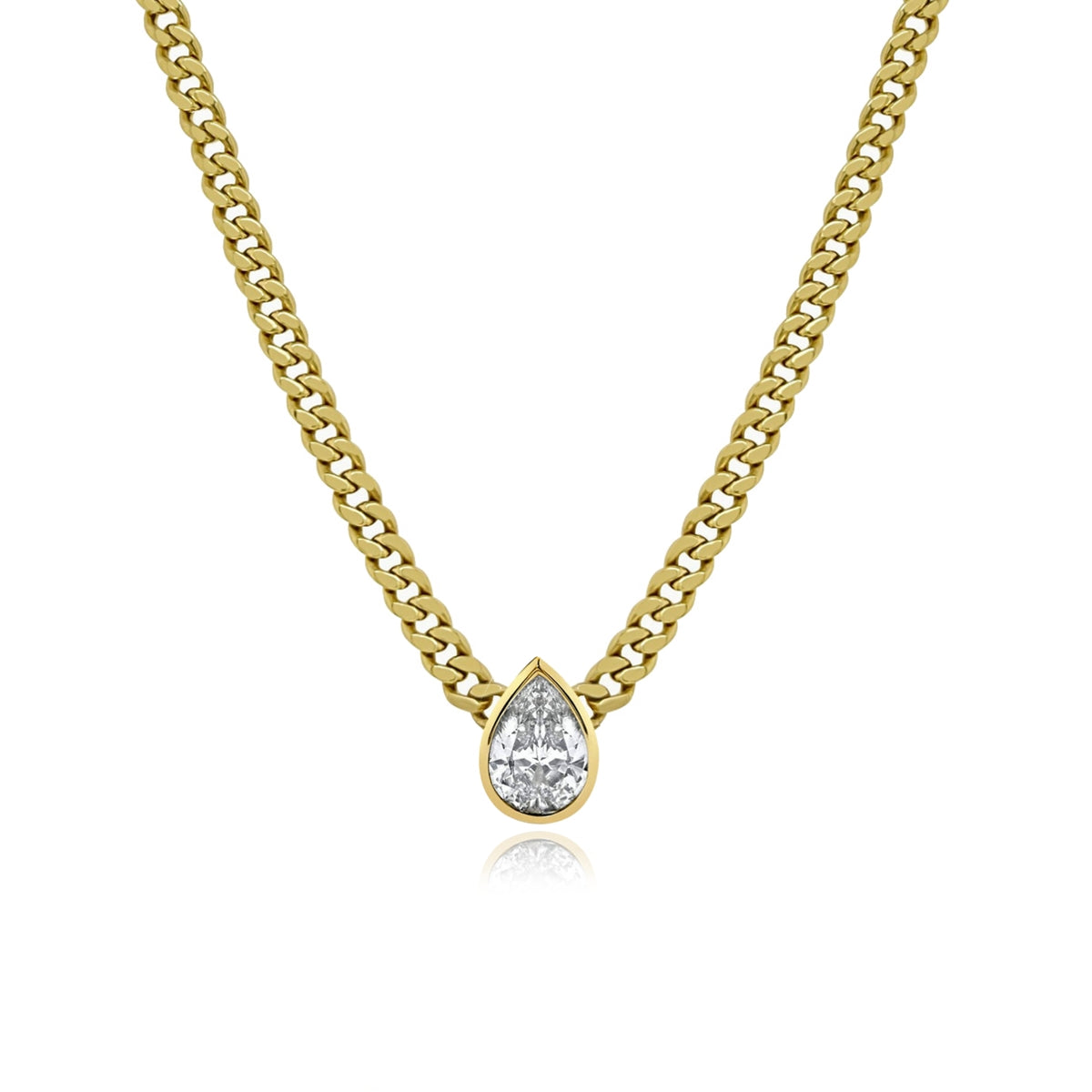 Bezel Diamond Cuban Necklace