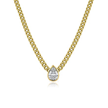 Load image into Gallery viewer, Bezel Pear Diamond Cuban Necklace
