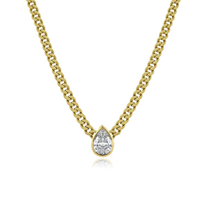 Bezel Pear Diamond Cuban Necklace