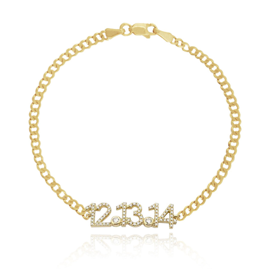 Pave Date Flat Cuban Bracelet