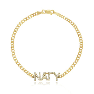 Pave Name Flat Cuban Bracelet