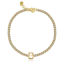 Load image into Gallery viewer, Personalized Gold Initials Diamond Tennis Bracelet
