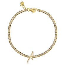 Load image into Gallery viewer, Personalized Gold Initials Diamond Tennis Bracelet
