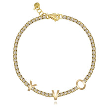 Load image into Gallery viewer, Personalized Gold Initials Diamond Tennis Bracelet
