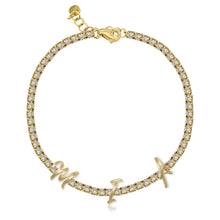 Load image into Gallery viewer, Personalized Gold Initials Diamond Tennis Bracelet
