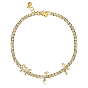 Personalized Gold Initials Diamond Tennis Bracelet