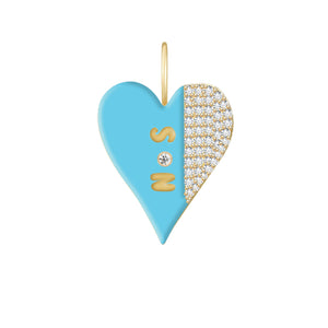 Side Pave and Enamel Personalized Heart Charm