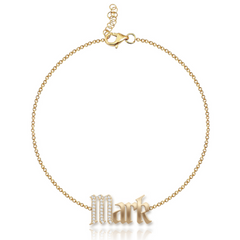 Personalized Pave and Gold Chain Bracelet