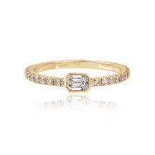 Load image into Gallery viewer, Solitaire Bezel Diamond Pave Ring
