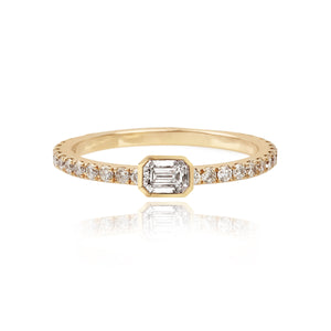 Solitaire Bezel Diamond Pave Ring